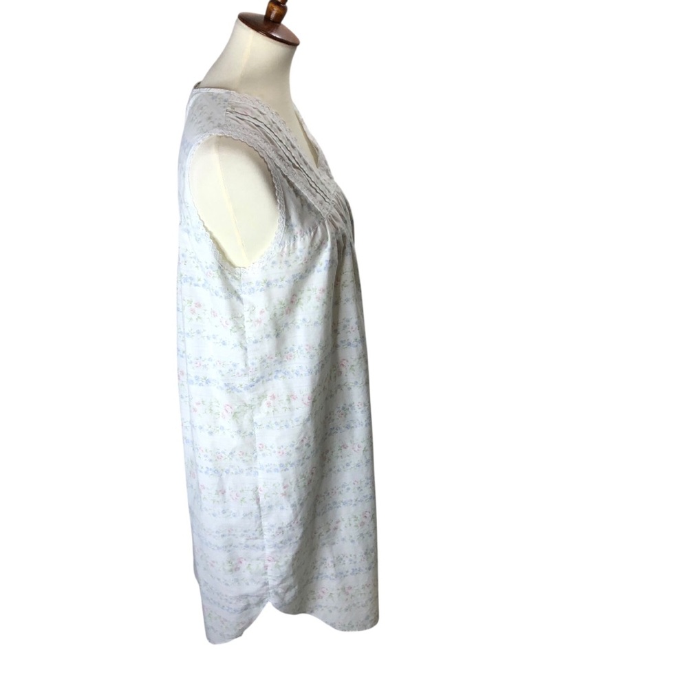 Vintage Cotton Night Gown Dress Floral Sz Small Lace Trim Sleeveless Cottagecore - Picture 6 of 8